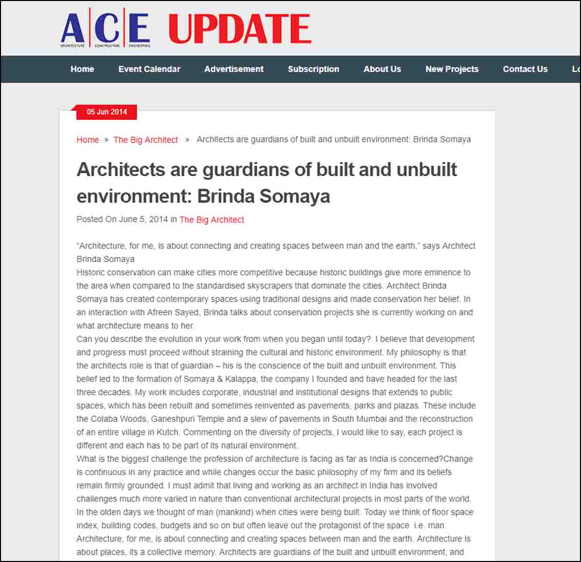 Architects are guardians of built and unbuilt environment: Brinda Somaya